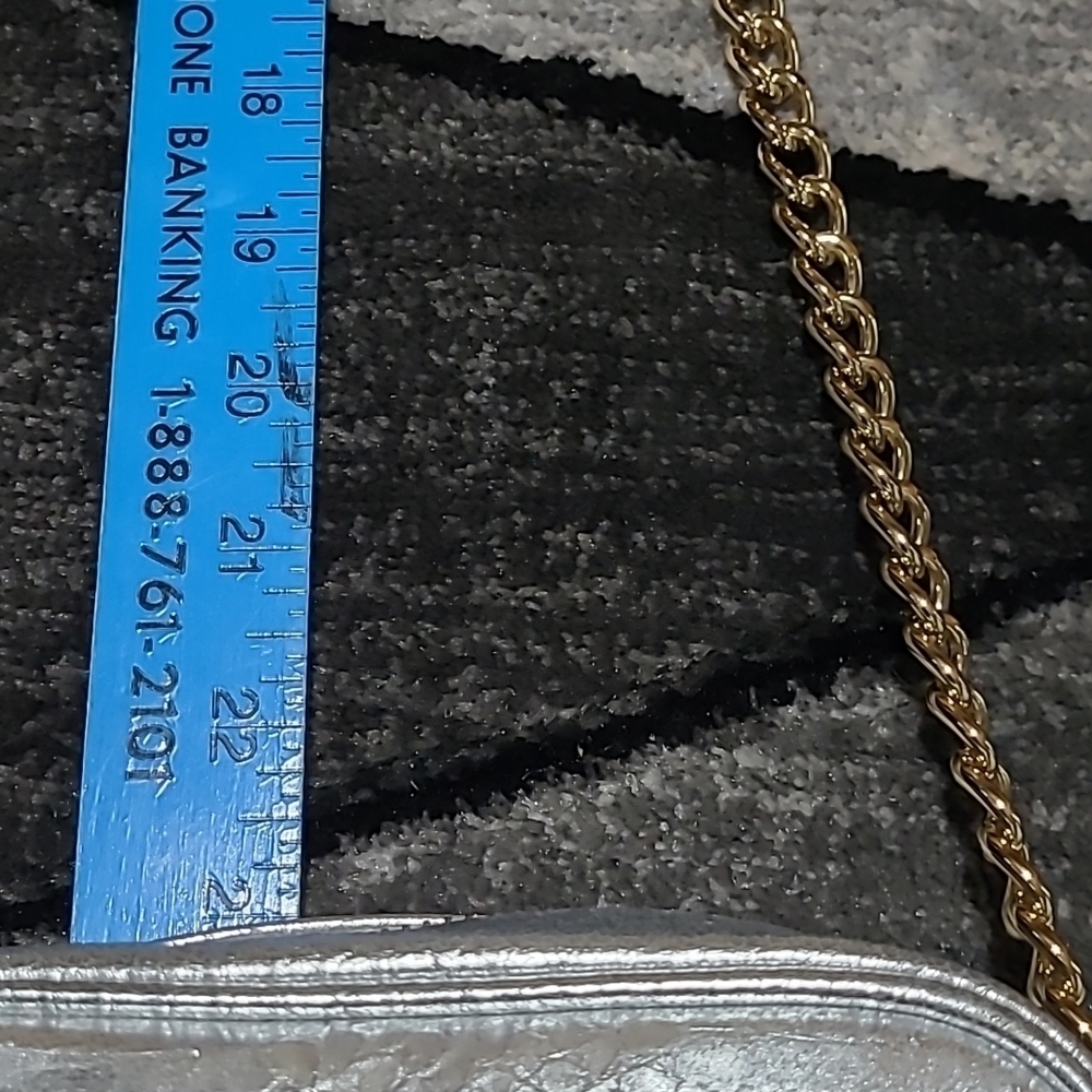 VS Faux Leather Metallic Silver Snakeskin Chain Strap Tassel Crossbody P… - Picture 14 of 16